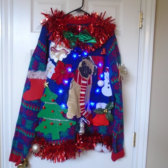 Ugly Christmas sweater parties size XXL Ugly Xmas sweater Lights up - Picture 1 of 7